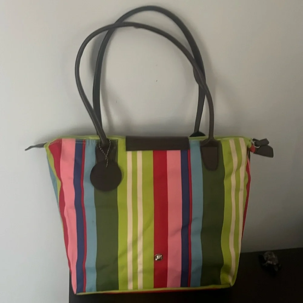 Universal Unisex Multicolored Striped Fold-up Bags by JoAnne Marie Designs - Picture 3 of 12